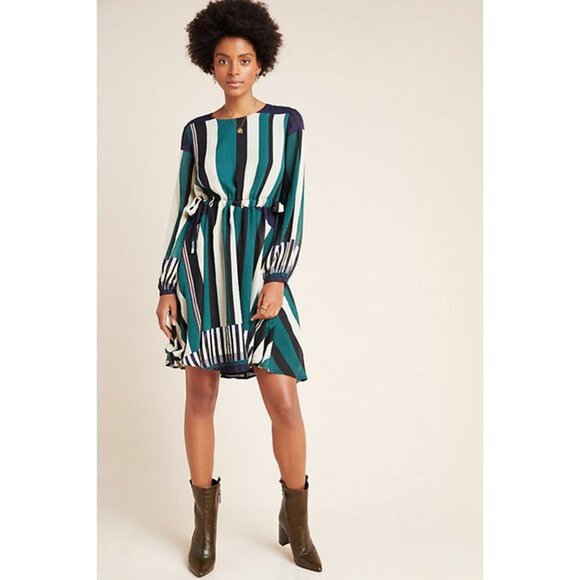 NWT Anthropologie Sunday in Brooklyn Leger Dress Size Large Multicolor Striped - Picture 2 of 9